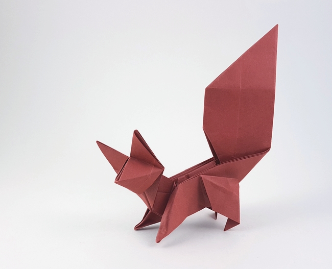 Origami Squirrel by Oriol Esteve. Folded from a square of Biotope paper by Gilad Aharoni on giladorigami.com