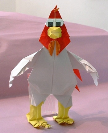 Origami Foghorn Leghorn by Carlos Gonzalez Santamaria (Halle) folded by Gilad Aharoni