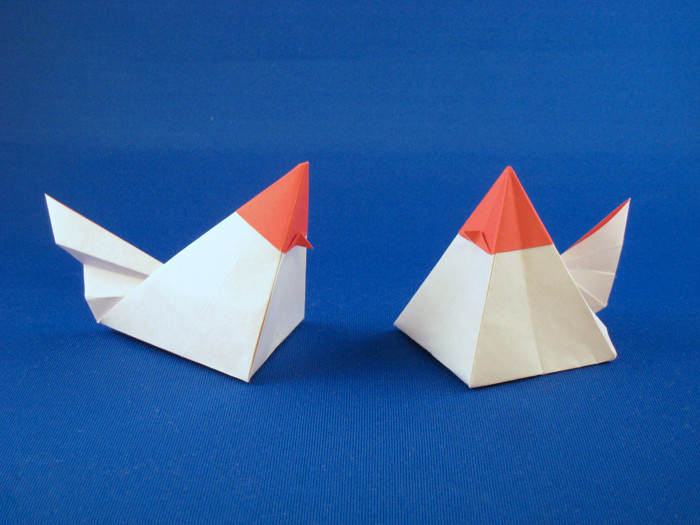 Origami Hens - geometric by Roman Diaz folded by Gilad Aharoni