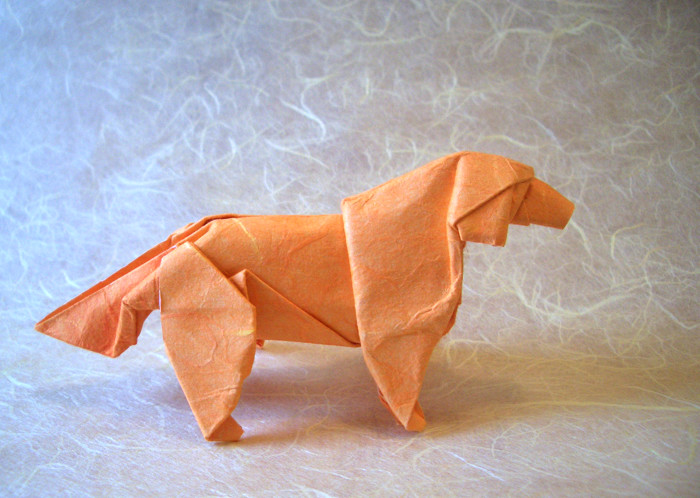 Origami Golden retriever by Satoshi Kamiya folded by Gilad Aharoni