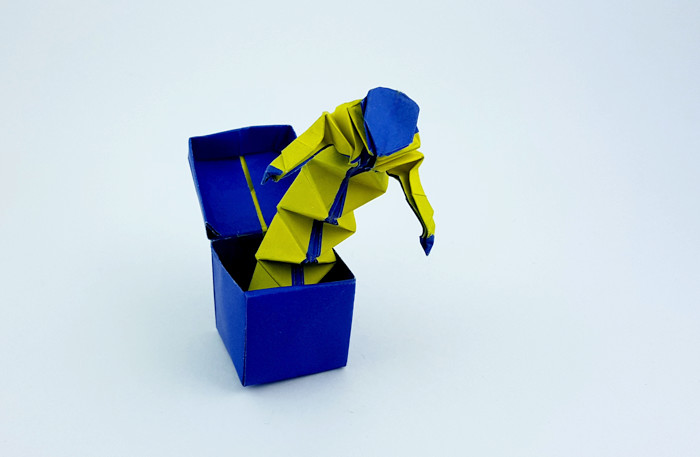Origami Jack-in-the-box by Max Hulme. Folded by Gilad Aharoni on giladorigami.com