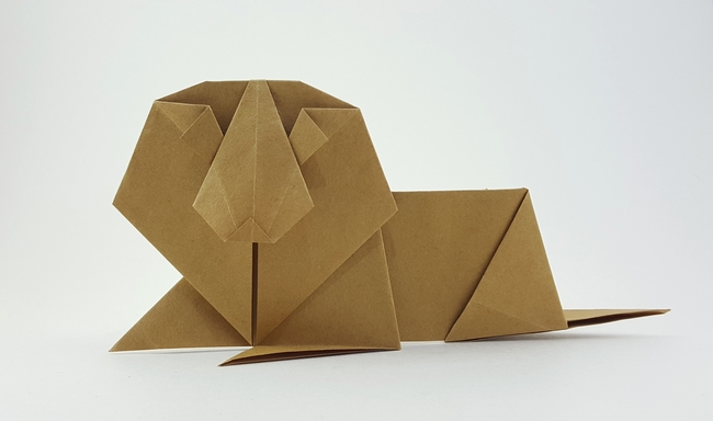 Origami Lion by Fumiaki Kawahata folded by Gilad Aharoni