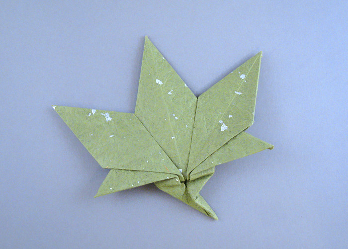 Origami Maple leaf by Roman Diaz. Folded from a square of momigami by Gilad Aharoni on giladorigami.com