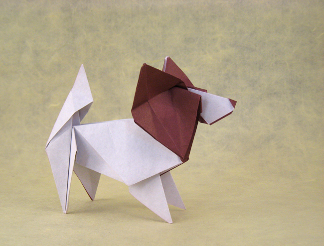 Origami Papillon dog by Jun Maekawa folded by Gilad Aharoni