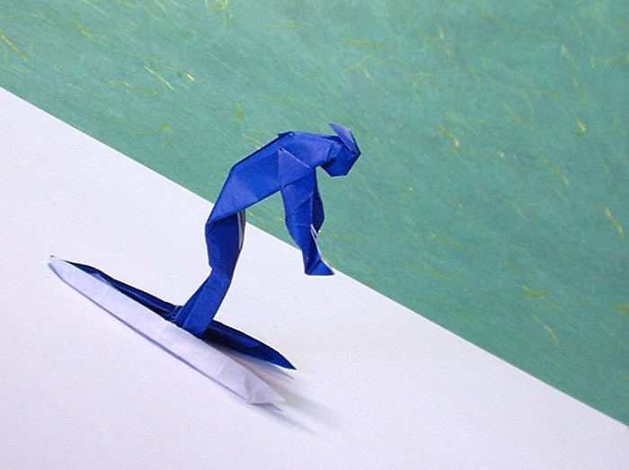 Origami Skier by Robert Harbin folded by Gilad Aharoni