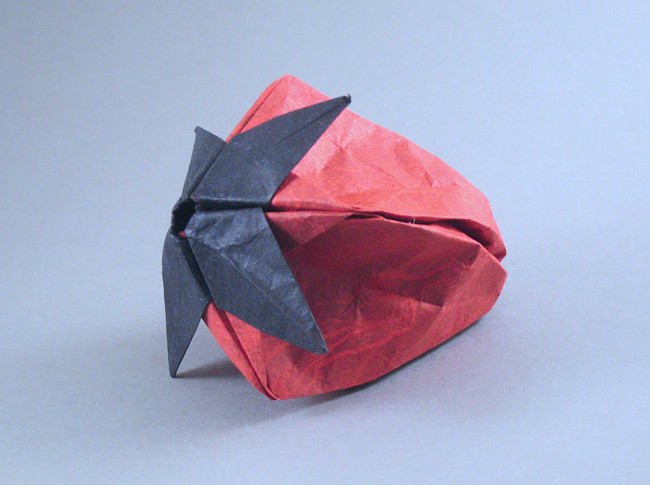 Origami Strawberry by Rae Cooker folded by Gilad Aharoni