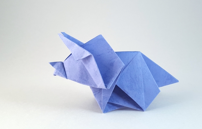 Origami Triceratops baby by Makoto Yamaguchi folded by Gilad Aharoni