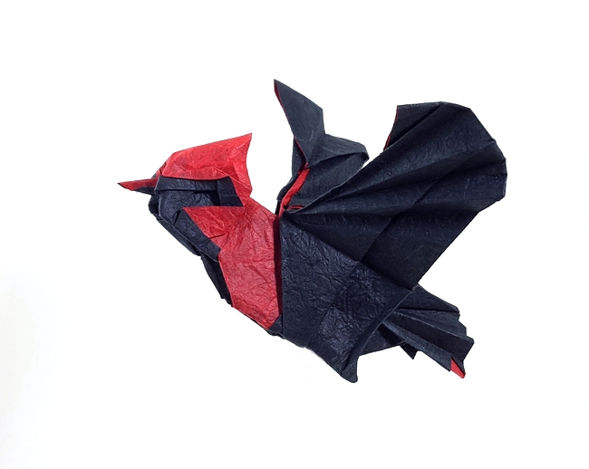 Origami Vermilion flycatcher by Fabian Correa folded by Gilad Aharoni