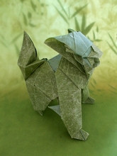 Origami Komainu (lion dog) by Kamo Hiroo on giladorigami.com