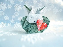 Origami Rabbit in kimono by Moriya Asako on giladorigami.com
