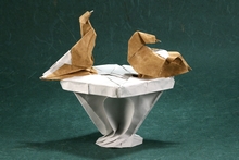 Origami Bird bath by Patricia Crawford on giladorigami.com