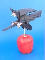 Origami Witch on broom by Miyajima Noboru on giladorigami.com