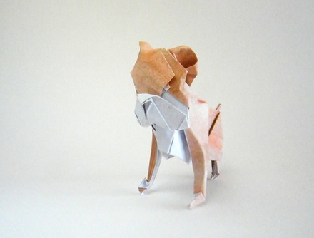 Origami French bulldog by Kamei Kohe on giladorigami.com