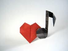 Origami Heart with musical note by Christophe Michel on giladorigami.com