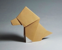 Origami Dog - sitting by Kunihiko Kasahara on giladorigami.com