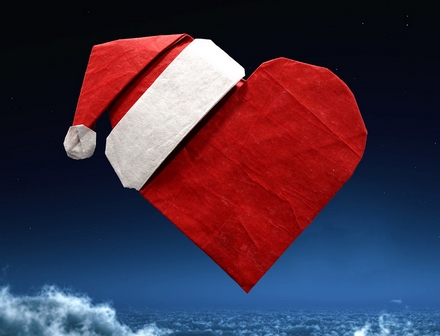 Origami Heart with Santa hat by Alexander Poddubny on giladorigami.com