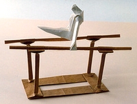 Origami Gymnast on parallel bars by Luigi Leonardi on giladorigami.com