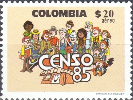 Colombia 1985 Census - paper hat (Postage)