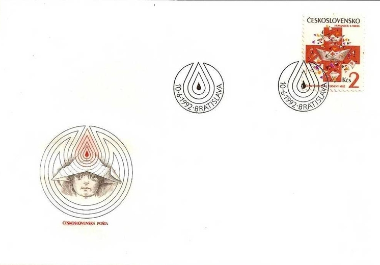 Czechoslovakia 1992 Czechoslovakian Red Cross - traditional boat - hat on FDC (FDC)