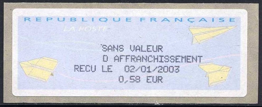 France 2002 Machine stamp - Paper plane (Postage)